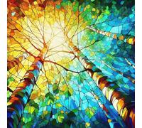 5D DIY Full Round Drill Stained Glass Diamond Painting Kit,30x30 cm DIY Diamond Art for Beginner,Round Drill Crystal Craft Painting,Rhinestone Home Wall Decoration Art Craft-Landscape-09