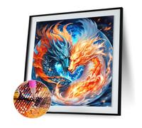 5D DIY Full Round Drill Two Dragons Kit Home Decoration 30x30cm