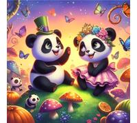 5D DIY Full Round Drill Two Pandas Kit Home Decor 30x30cm