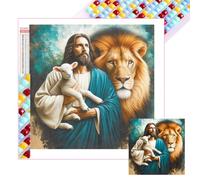 5D DIY Full Square Drill Diamond Painting Jesus Kit, DIY Diamond Art Jesus Kits for Beginner, Rhinestone Home Wall Decoration Art Craft for Home Office 45x45 cm, Easy to Make-04
