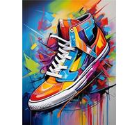 5D DIY Graffiti Shoes Diamond Art Kits Adults, Diamond Painting Stitch Diamond Arts and Crafts for Adults, Gem Art Paint by Numbers Kits for Kids, Diamond Painting Kit for Gifts Room Decor(12x16in)-5C