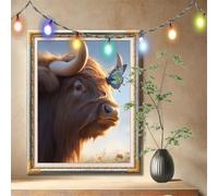 5D DIY Highland Cattle, Butterfly Diamond Art Kits Adults, Full Drill Diamond Painting by Numbers Kits for BeginnersGem Art and Rhinestone Canvas Picture for Home Wall Decor (90x120cm) 59N-8238