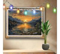 5D DIY Lakeside, Scenery Diamond Art Kits Adults, Full Drill Diamond Painting by Numbers Kits for Beginners, Gem Art and Rhinestone Embroidery Canvas Picture for Home Decor (107x80cm) 511N-6527