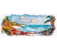 5D DIY Large Diamond Painting Kit, Beach Scenery Diamond Art for Adults, Paint with Round Full Drill Crystal Embroidery Gifts Gem Art Painting for Home Wall Decoration Beginners Gift 12x24in c-318