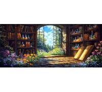 5D DIY Large Diamond Painting Kit, Book Bottle Diamond Art for Adults, Paint with Round Full Drill Crystal Embroidery Gifts Gem Art Painting for Home Wall Decoration Beginners Gift 12x24in c-826