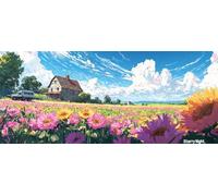 5D DIY Large Diamond Painting Kit, Sunflower Fields Diamond Art for Adults, Paint with Round Full Drill Crystal Embroidery Gifts Gem Art Painting for Home Wall Decoration Beginners Gift 20x40in c-893