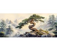 5D DIY Large Diamond Painting Kit, Welcoming Pine Diamond Art for Adults, Paint with Round Full Drill Crystal Embroidery Gifts Gem Art Painting for Home Wall Decoration Beginners Gift 28x56in c-995