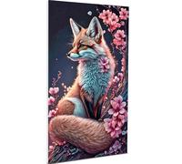 5D DIY Large Size Diamond Art Painting Fox Round Diamond Full Diamond Handmade Diamond Art Painting Embroidery Mosaic Art Home Decoration Gift 40x70cm/15.75x27.5in
