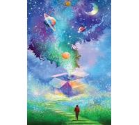 5D DIY Magic Box Planet Starry Diamond Painting,Ladder Grassland Fantasy Space Landscape, Great for Bedroom Wall Decor and Gifts 30 * 40cm