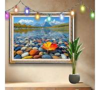 5D DIY Maple Leaf Diamond Painting Kit,Full Drill Gem Art for Adults and Kids,Wind Scenery Rhinestone Cross Stitch Arts and Crafts,Home Wall Decor Gift,Crystal Diamond Art Painting 90x70cm 58F-1536