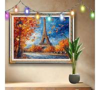 5D DIY Paris Diamond Painting Kit,Full Drill Gem Art for Adults and Kids,Eiffel Tower Rhinestone Cross Stitch Arts and Crafts,Home Wall Decor Gift,Crystal Diamond Art Painting (133x100cm) 58F-39