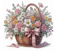 5D DIY Partial Special Shaped Drill Coffee Flower Diamond Painting Kit, 30x30 cm DIY Coffee Flower Diamond Art Kit for Beginner, Rhinestone Art Craft Wall Decoration for Home Office-08