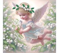 5D DIY Partial Special Shaped Drill Diamond Painting Kit, DIY Angel Child Girl Mary Jesus Diamond Art Kits for Beginner, Rhinestone Home Wall Decoration Art Craft 30x30 cm-02