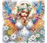 5D DIY Partial Special Shaped Drill Diamond Painting Kit, DIY Angel Child Girl Mary Jesus Diamond Art Kits for Beginner, Rhinestone Home Wall Decoration Art Craft 30x30 cm-03