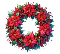 5D DIY Partial Special Shaped Drill Diamond Painting Kit, DIY Diamond Art Christmas Halloween Kits for Beginner, Xmas Halloween Home Wall Art Craft 30x30 cm-Christmas Wreath-27