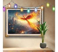 5D DIY Phoenix Diamond Painting Kit,Full Drill Gem Art for Adults and Kids,Bird Rhinestone Cross Stitch Arts and Crafts,Home Wall Decor Gift,Crystal Diamond Art Painting by Numbers 133x100cm 58F-1629