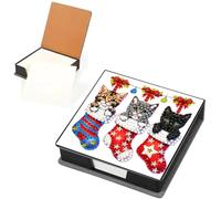 5D DIY PU Art Note Box with 160 Sheets Paper Mosaic Kit (Kitty Socks)