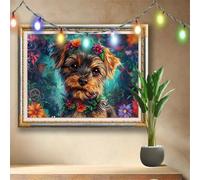 5D DIY Puppy,Flower Diamond Art Kits Adults, Full Drill Diamond Painting by Numbers Kits for Beginners, Gem Art and Rhinestone Embroidery Canvas Picture for Home Wall Decor Gift (50x40cm) 511N-8023