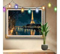 5D DIY River Diamond Painting Kit,Full Drill Gem Art for Adults and Kids,Iron Tower Rhinestone Cross Stitch Arts and Crafts,Home Decor Gift,Crystal Diamond Art Painting by Numbers 80x60cm 58F-1985