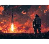 5D DIY Rocket Diamond Painting Kits, Full Drill Astronaut Diamond Art for Adults, Diamond Crystal Art Kits for Adults Embroidery Cross Stitch Crafts Pictures by Numbers for Home Decor 14x18in T0U-344
