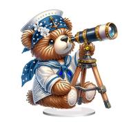 5D DIY Special Shape Sailing Bear Table Top Diamond Painting Ornament Kits, Diamond Art Table Top Acrylic Decorations, Exquisite Diamond Painting Desktop Decors for Home Office-04