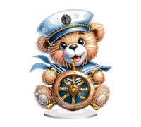 5D DIY Special Shape Sailing Bear Table Top Diamond Painting Ornament Kits, Diamond Art Table Top Acrylic Decorations, Exquisite Diamond Painting Desktop Decors for Home Office-01