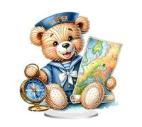 5D DIY Special Shape Sailing Bear Table Top Diamond Painting Ornament Kits, Diamond Art Table Top Acrylic Decorations, Exquisite Diamond Painting Desktop Decors for Home Office-02