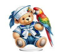 5D DIY Special Shape Sailing Bear Table Top Diamond Painting Ornament Kits, Diamond Art Table Top Acrylic Decorations, Exquisite Diamond Painting Desktop Decors for Home Office-03