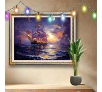 5D DIY Starry Sky Diamond Painting Kit,Full Drill Gem Art for Adults and Kids,Sailboat Rhinestone Cross Stitch Arts and Crafts,Home Wall Decor Gift,Crystal Diamond Art Painting (70x50cm) 58F-4354