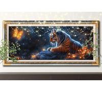 5D DIY Starry Sky,Tiger Diamond Art Kits Adults,Full Drill Diamond Painting by Numbers Kits for Beginners,Gem Art and Rhinestone Embroidery Canvas Picture for Home Wall Decor (30x90cm) 55F-13968