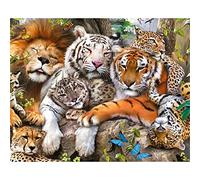 5D DIY Tiger Lion Diamond Painting Kits for Adults, Square Full Drill Diamond Dots, Paint by Numbers for Kids Adults, Diamond Art Kits Gem Crystal Art Painting, for Home Wall Decor 12x16in Z-7596