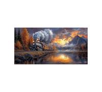 5D DIY Train Diamond Art Kits Adults, Mountain Diamond Painting, Full Drill Crystal Canvas Wall Art 12 x 24 in Rhinestones Embroidery Cross Stitch Paint by Numbers,Room Decor Gifts for Women 2509-6271