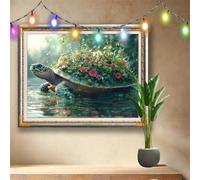 5D DIY Turtle Diamond Painting Kit,Full Drill Gem Art for Adults and Kids,Scenery Rhinestone Cross Stitch Arts and Crafts,Home Wall Decor Gift,Crystal Diamond Art Painting by Numbers 80x60cm 58F-1775