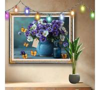 5D DIY Vase Diamond Painting Kit,Full Drill Gem Art for Adults and Kids,Landscape Rhinestone Cross Stitch Arts and Crafts,Home Wall Decor Gift,Crystal Diamond Art Painting by Numbers 50x40cm 58F-2163