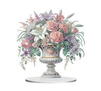 5D DIY Vase Diamond Painting Tabletop Ornament Kits, 2D Flat Diamond Art Table Top Acrylic Decorations for Beginner, Diamond Painting Desktop Decors for Office Home-06