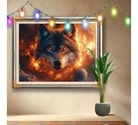 5D DIY Wolf Diamond Painting Kit,Full Drill Gem Art for Adults and Kids,Planet Rhinestone Cross Stitch Arts and Crafts,Home Wall Decor Gift,Crystal Diamond Art Painting by Numbers 40x30cm 58F-2672
