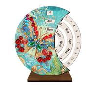 5D DIY Wooden Special Shaped Diamond Painting Moon Perpetual Calendar Kit, Flower Animal Holy Mother Rhinestone Diamond Art Desktop Decorations for Home Office-07