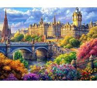 5D Edinburgh Architectural Landscape in Scotland Diamond Art 12x16 Inch Full Drill Diamond Painting Kits for Adults & Beginners - DIY Art Crafts for Relaxation and Home Wall Decor 423