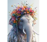 5D Elephant Diamond Painting Kits for Adults, Flower Square Diamond Art Kit for Beginners, DIY Square Full Drill Crystal Cross Stitch Embroidery Craft Kits, for Home Wall Decor Gifts 32x40inch -1612