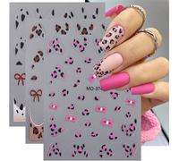 5D Embossed White Skeleton Nail Decals for Women & Girls - DIY Art Self-Adhesive Nail Decoration Supplies - Scary Skulls, Spiders, Ghosts & Leopard Print