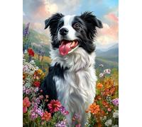 5D Excited Border Collie Diamond Art 12x16 Inch Full Drill Diamond Painting Kits for Adults & Beginners - DIY Art Crafts for Relaxation and Home Wall Decor 163