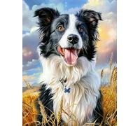 5D Excited Border Collie Diamond Art 12x16 Inch Full Drill Diamond Painting Kits for Adults & Beginners - DIY Art Crafts for Relaxation and Home Wall Decor 164