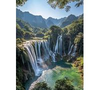 5D Fall Diamond Painting Kits for Beginners Adults, DIY Landscape Diamond Art Kits, Square Full Drill Gem Art Crafts, Crystal Embroidery Cross Easy Kits for Home Wall Decor 16x20inch（PF-55705）