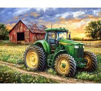 5D Farm Green Tractor Diamond Art 12x16 Inch Full Drill Diamond Painting Kits for Adults & Beginners - DIY Art Crafts for Relaxation and Home Wall Decor 442