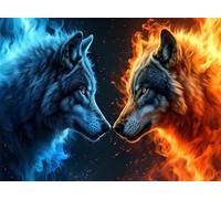 5D Flame Diamond Art Wolf Diamond Painting Kit for Adults Beginners, DIY Full Square Drill Crystal Art kits for Adults, Embroidery Cross Stitch Gem Painting Crafts for Home Room Decor 15x20 cm Q4-1035