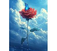 5D Flower Diamond Painting Kits for Adults, Butterfly Square Diamond Art Kit for Beginners, DIY Square Full Drill Crystal Cross Stitch Embroidery Craft Kits, for Home Wall Decor Gifts 32x40inch -3032