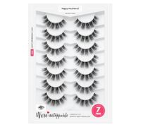 5D Fluffy Mink Eyelashes 14mm Natural Clear Band Lashes Soft Faux Mink Lashes Wispy Fake Eyelashes Short Cross Reusable False EyeLashes 7 Pairs-Happy Heartbeat(No.202)