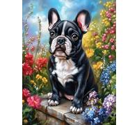 5D French Bulldog Diamond Art 12x16 Inch Full Drill Diamond Painting Kits for Adults & Beginners - DIY Art Crafts for Relaxation and Home Wall Decor