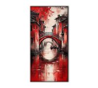 5D Full Drill Diamond Painting Houses River Diamond Art Kits Adults & Kids DIY Gem Painting Crystal Creations Art Kits, Arts and Crafts for Adults for Home Room Decor, Birthday Gifts 90x180cm Q-763