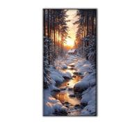 5D Full Drill Diamond Painting Winter Forest Diamond Art Kits Adults & Kids DIY Gem Painting Crystal Creations Art Kits, Arts and Crafts for Adults for Home Room Decor, Birthday Gifts 25x50cm Q-677
